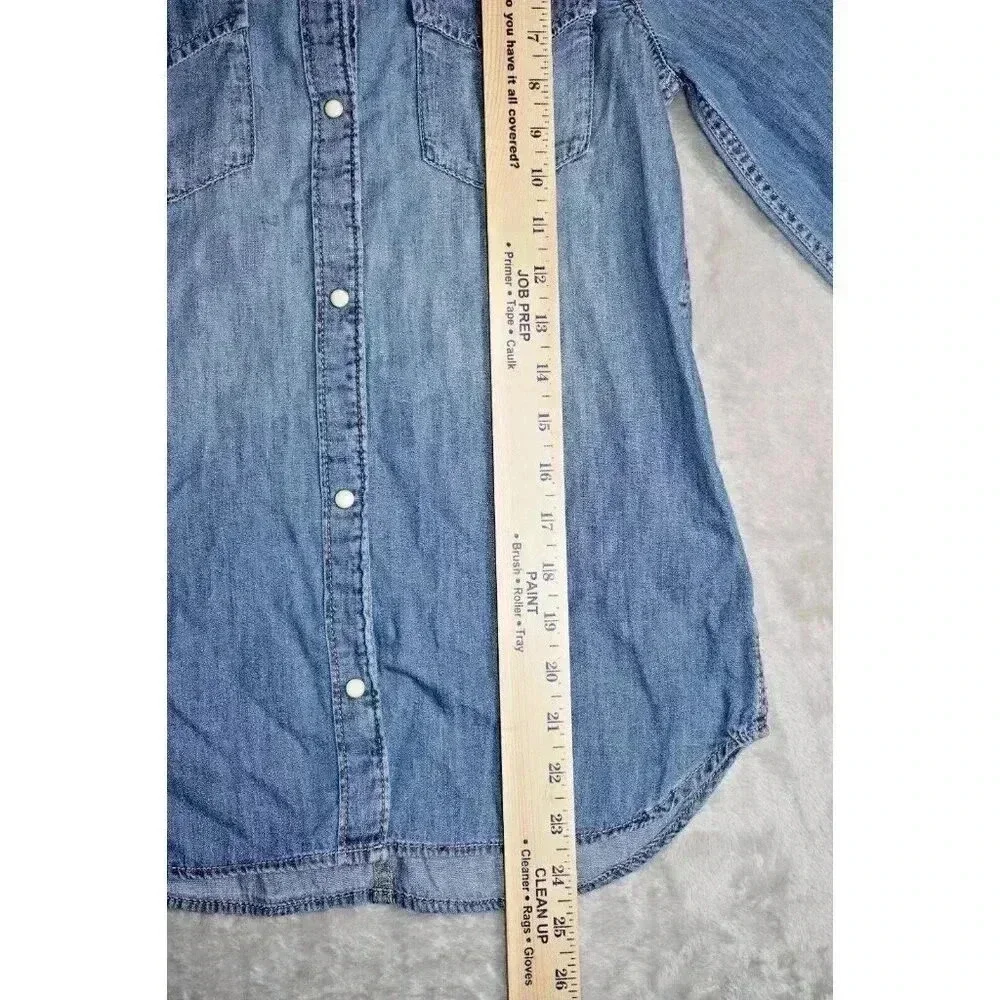 GAP Kids Denim Shirt Dress Girls Sz L (10) Pearl Snap Front Jean Long Sleeves